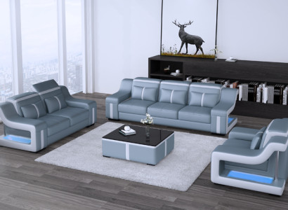 Sofa USB Couch Polster 3+2+1 Garnitur Leder Sofas Couchen Set Kombination Neu