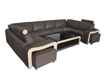 Leder Eck Sofa Couch Polster Garnitur Sitz Wohn Landschaft Modern