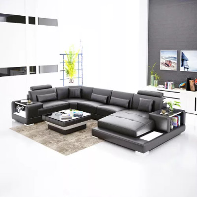 Ecksofa Wohnlandschaft Eckcouch Couchtisch Sofa LForm Ledersofa Couch Polster