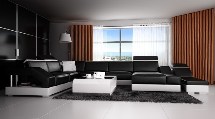 Ledersofa Sofa Couch Wohnlandschaft Ecksofa Garnitur Design Modern Sofa mit USB