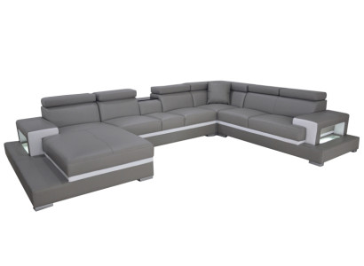 Moderne Sitz Polster Wohnlandschaft Wohnzimmer Polster Ecke Couch USB + Licht