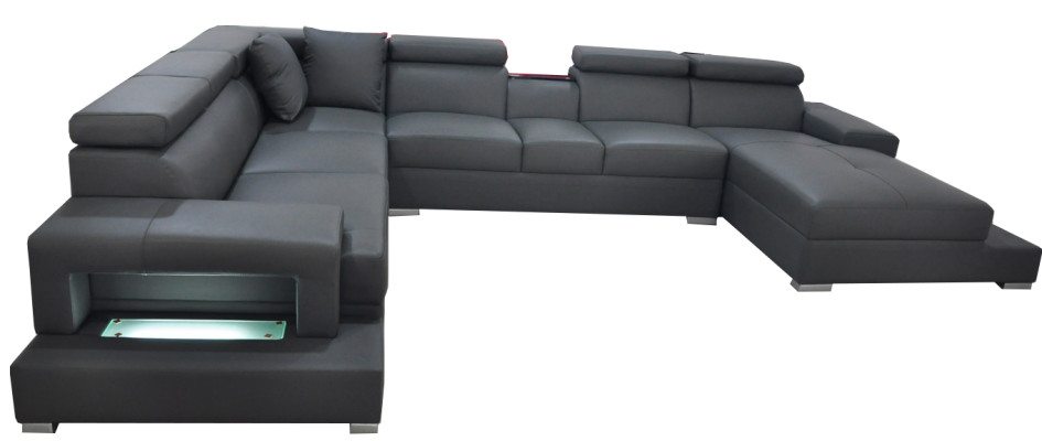 Moderne Sitz Polster Wohnlandschaft Wohnzimmer Polster Ecke Couch USB + Licht