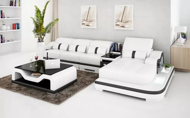Polster Ecksofa Ecksofa Wohnlandschaft Ledersofa Designer-Sofa Ecksofa L-Form
