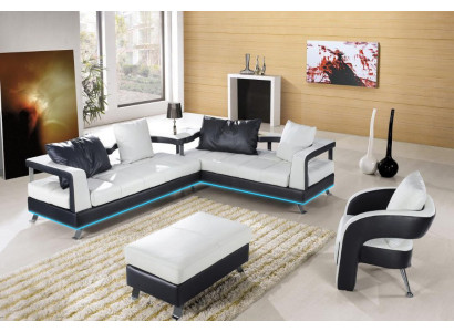 Ledersofa Couch Wohnlandschaft Ecksofa Eck Garnitur Design Modern Sofa + USB Neu