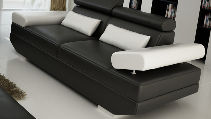Ledersofa Sofa mit USB Wohnlandschaft 2+2 Garnitur Design Couch Sofa