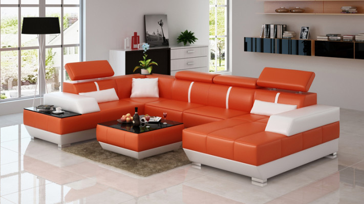Ledersofa Sofa Couch Wohnlandschaft Ecksofa Garnitur Design Modern Sofa K5015