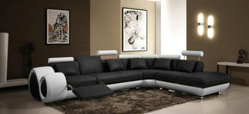 LEDERSOFA LEDERCOUCH mit USB GARNITUR SOFA WOHNLANDSCHAFT SCHWARZ/WEIß Couch Neu
