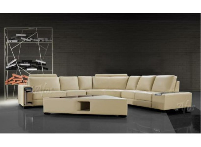 Ledersofa Ecksofa Sofa mit USB,Design Sitz Polster Garnitur Wohnlandschaft 2348