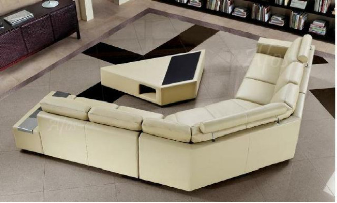 Ledersofa Ecksofa Sofa mit USB,Design Sitz Polster Garnitur Wohnlandschaft 2348