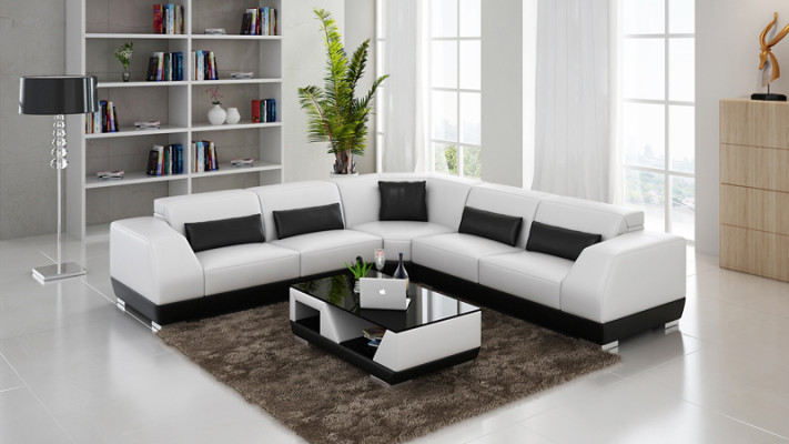 Ledersofa mit USB Wohnlandschaft Ecksofa Eck Garnitur Design Modern Sofa G8024B