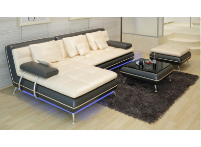 Ledersofa Couch Wohnlandschaft Ecksofa Eck Garnitur Design Modern Sofa Neu F3015