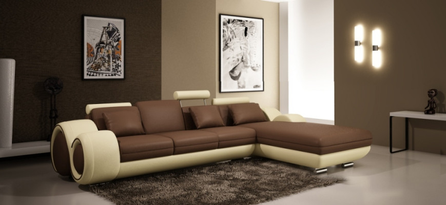 Ledersofa Couch Wohnlandschaft Ecksofa Eck Garnitur Design Modern Sofa A1163E