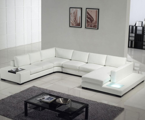 Ledersofa Couch Wohnlandschaft Ecksofa Eck Garnitur Design Modern Sofa mit USB