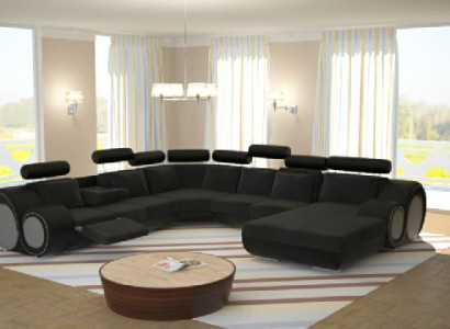 Sofa Designer Wohnlandschaft U-Form Couch Ecksofa mit USB Polster Garnitur Sofas