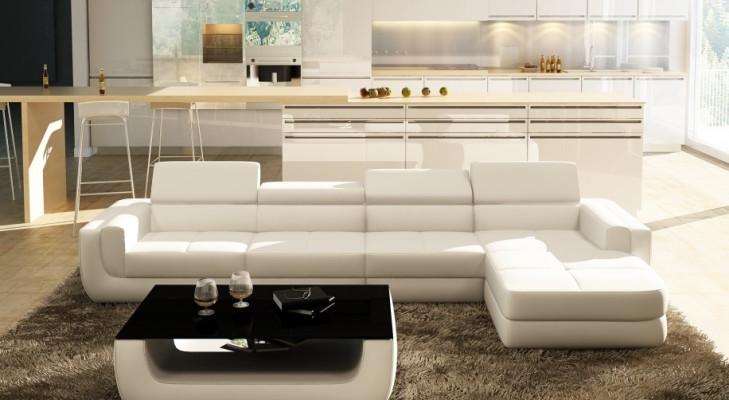 Modern Ecksofa mit USB Polster Leder Design Sofa Garnitur Wohnlandschaft Tettau