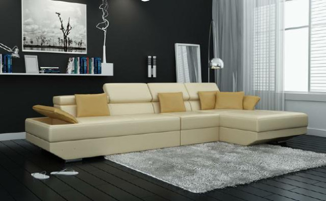 Wohnlandschaft Polster Ecke Eck Sofa mit USB Garnitur Landschaft Leder 2719C Neu