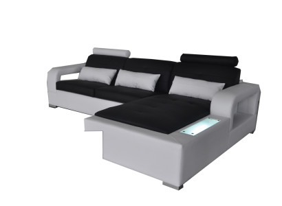 Ledersofa mit USB Wohnlandschaft Eck Garnitur Design Modern Sofa L-Form L6008