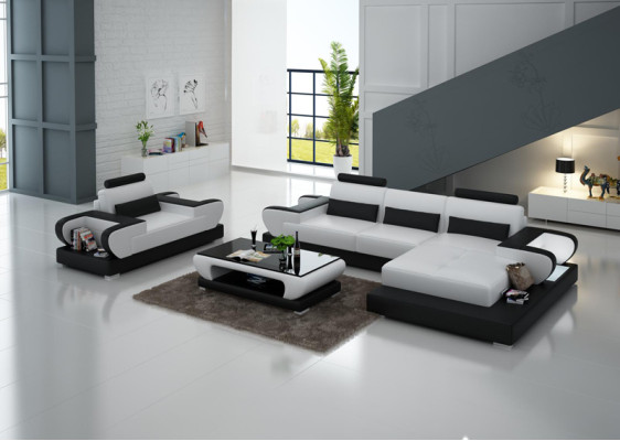 Design XXL Big Sofa mit USB,Ecksofa Ledersofa Couch Polster Ecke Wohnlandschaft