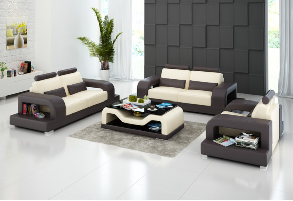 Ledersofa Couch Wohnlandschaft 3+2+1 Sitzer Garnitur Modern Design Sofa