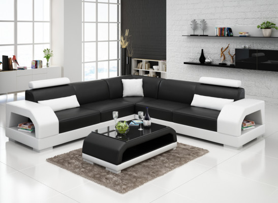 XXL Ecksofa + USB,Leder Wohnlandschaft Garnitur Design Modern Sofa L-Form G8001B