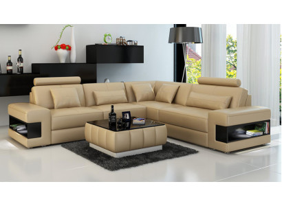 Ledersofa mit USB Wohnlandschaft Ecksofa Eck Garnitur Design Modern Sofa L6014B