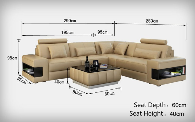 Ledersofa mit USB Wohnlandschaft Ecksofa Eck Garnitur Design Modern Sofa L6014B