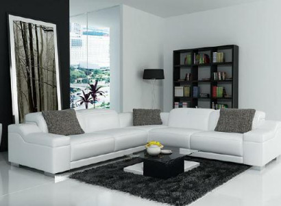 Wohnlandschaft Polster Ecke Eck Sofa Sitz Couch Garnitur Landschaft Leder 2711D