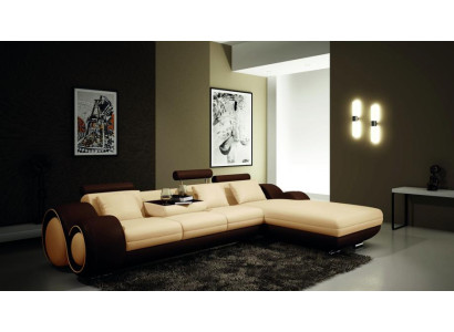 Patentiertes Design Ecksofa BERLINb Sofa + USB Polster Leder Ecke Wohnlandschaft