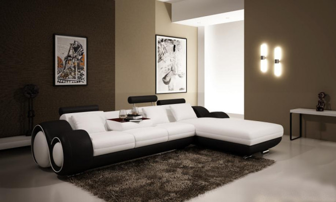 Patentiertes Design Ecksofa Sofa + USB Polster Leder Ecke Wohnlandschaft BERLIN