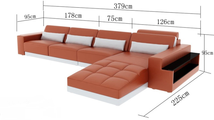 Ledersofa Couch Wohnlandschaft Ecksofa Eck Garnitur Design Modern Sofa mit usb