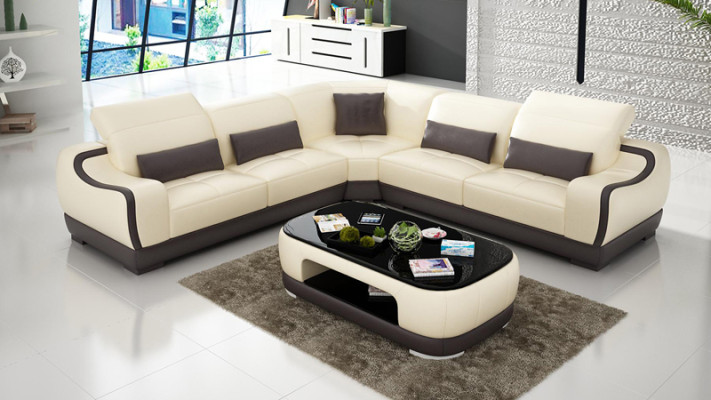 Ledersofa Couch Wohnlandschaft Ecksofa Eck Garnitur Design Modern Sofa G8025B