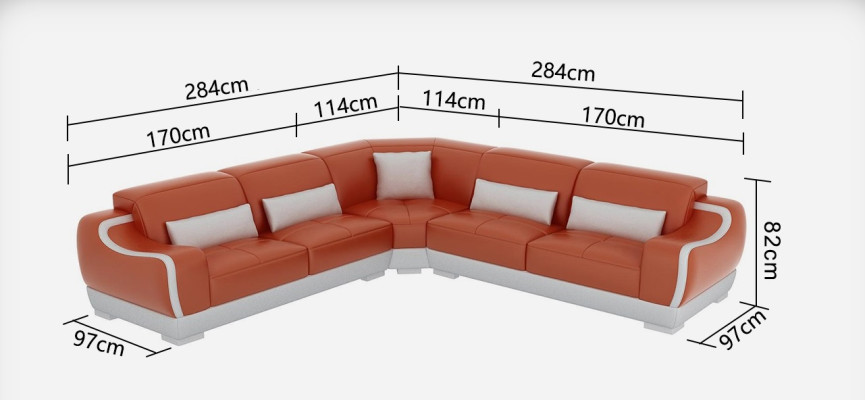 Ledersofa Couch Wohnlandschaft Ecksofa Eck Garnitur Design Modern Sofa G8025B