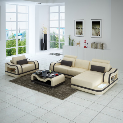 Ledersofa Couch Wohnlandschaft Ecksofa + Sessel Eck Garnitur Modern G8030E