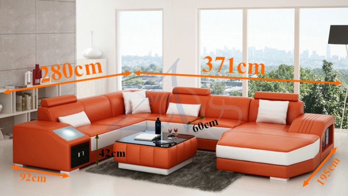 Wohnlandschaft Ecksofa mit USB Ledersofa Sofa Couch Polster Sitz Eck Garnitur !