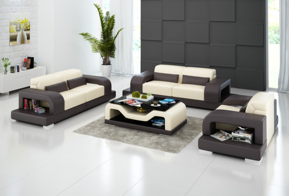 Ledersofa Couch Wohnlandschaft 3+2+1 Sitzer Garnitur Design Modern Sofa mit USB