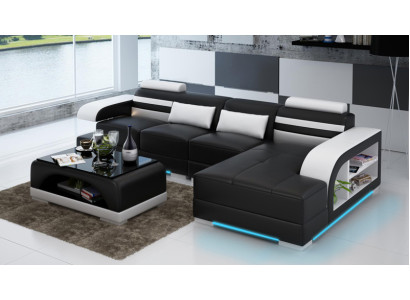 Ledersofa mit USB Wohnlandschaft Ecksofa Eck Garnitur Design Modern Sofa G8033C