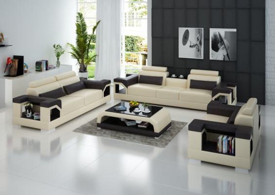 Ledersofa Couch Wohnlandschaft 3+2+1 Sitzer Modern Garnitur Design Sofa