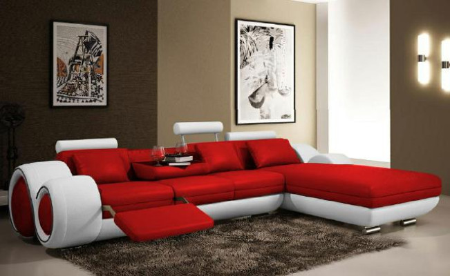 Ecksofa USB Wohnlandschaft Couch Ledersofa Sofa Garnitur Massanfertigung