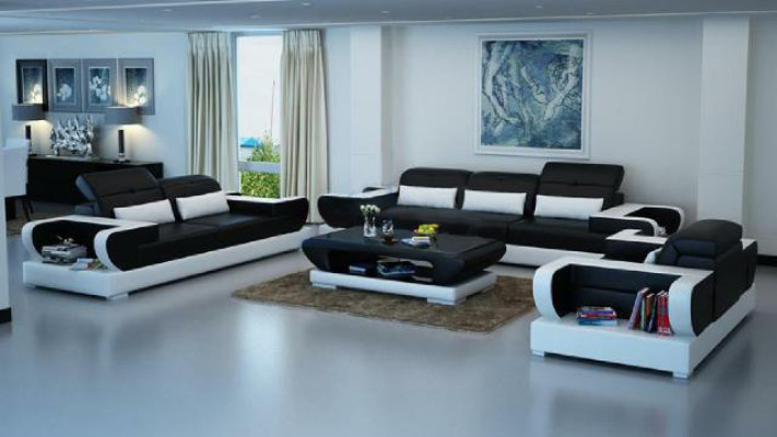 Sofagarnitur Couch Polster Leder Sitz Garnitur 3+2+1 Set Modernes Sofa Detmold