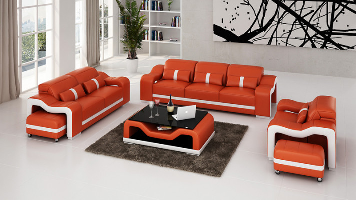 Ledersofa Couch Wohnlandschaft 3+2+1 Sitzer Garnitur Sofagarnitur Sofa