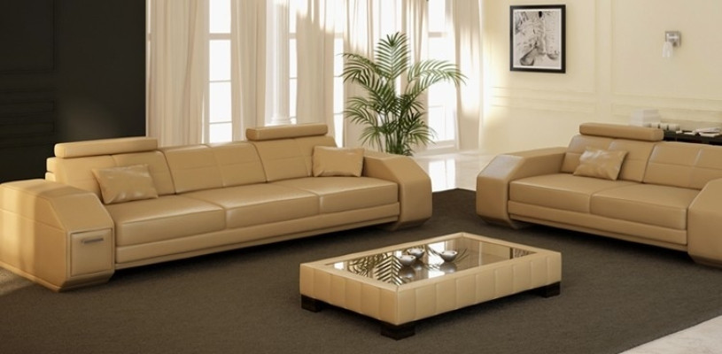 Sofagarnitur mit USB Sofa Couch Polster Sitz Garnitur 3+2+1 Wohnlandschaft Leder