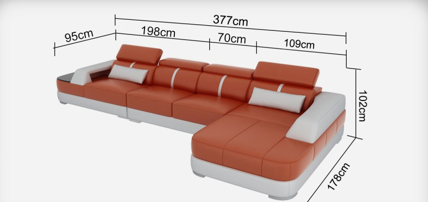 Ledersofa Polster Sitz Eck Sofa Garnitur Wohnlandschaft Wohnzimmer Couch mit USB