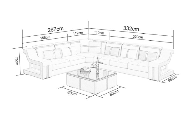 Sofa USB LED Polster Sofas Couchen Landschaft Möbel Sitz Eck Garnitur L Form Neu