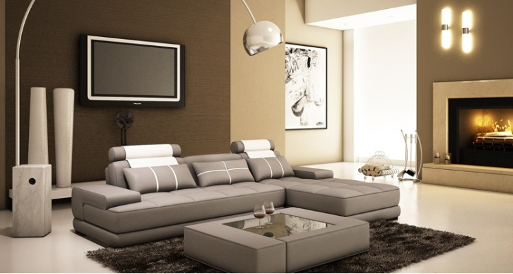 Ledersofa Ecksofa Sofa mit USB Polster Ecke Designer Sofas Couchen Neu Paris S/O