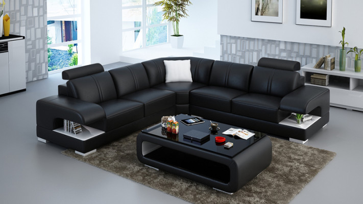 Ledersofa Couch Wohnlandschaft Ecksofa Eck Garnitur Design Ecksofa Sofa G8028B
