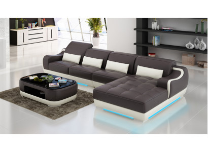 Ledersofa Sofa Couch Wohnlandschaft Eck Ecksofa Modern Design Garnitur