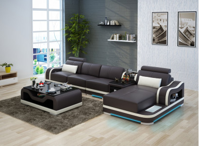 Sofa Ledersofa Couch Modern Wohnlandschaft Ecksofa Eck Garnitur Design