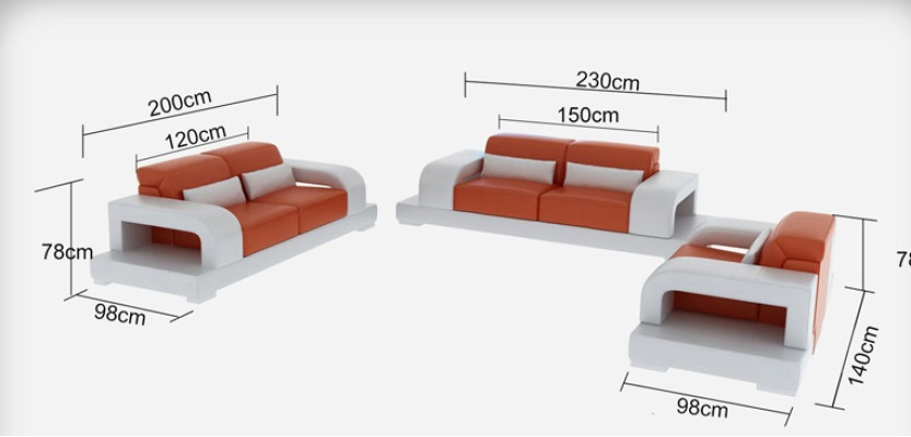 Ledersofa Couch Wohnlandschaft 3+2+1 Sitzer Garnitur Design Modern Sofa G8006D