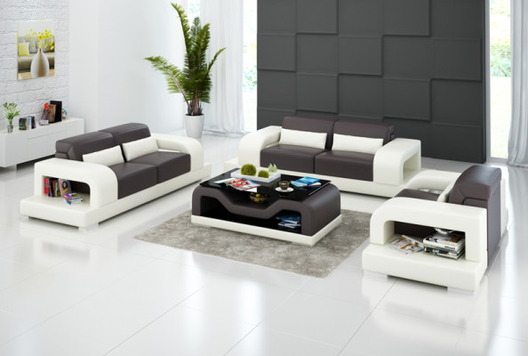 Ledersofa Couch Wohnlandschaft 3+2+1 Sitzer Garnitur Design Modern Sofa G8006D