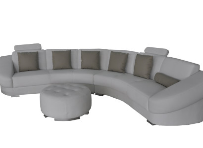 Rund U Form Sofa Polster Eck Garnitur Leder Wohnlandschaft Couchen XXL + Hocker